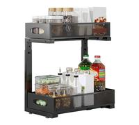 Generico Under Sink Organizer, 2 Tier Storage Rack, 19.69x15.67in Adjustable Kitchen Shelf, Space-Saving Design, Authentic Slide Drawers for Bathroom, Pantry, Closet, Laundry Room