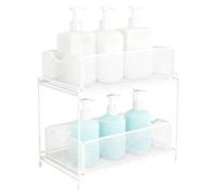 Genérico Under The Sink Organizer - Carbon Steel, 2 Tier Pull-Out Cabinet Shelf, Space Saving Kitchen Storage Rack For Sponges, Seasoning Jars, Snacks, Dishes, Cups, Cloths