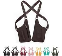 Generico Underarm Shoulder Bag for Men Women, Leather Double Shoulder Armor, Anti-Theft Hidden Adjustable Strap Holster (Brown)