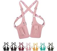 Generico Underarm Shoulder Bag for Men Women, Leather Double Shoulder Armor, Anti-Theft Hidden Adjustable Strap Holster (Pink)
