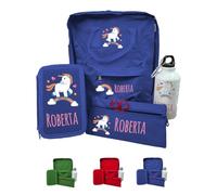 Generico Unicorno Set completo Zaino Scuola Portapastelli Astuccio e Borraccia Personalizzati Con Nome Bambini Materna Elementari Asilo Medie Unisex Zainetto Bimbo Bimba Borsa Studenti Made in Italy