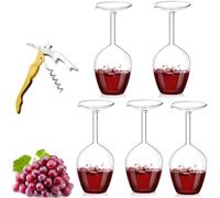 Generico Unique Creative Upside-Down Red Wine Glass,14 Fluid Ounce Long Stem Inverted Cocktail Glasses,Rotating Rolling Un-Spillable Fun Inverted Wine Cup for Champagne Beer Table Decoration Gift