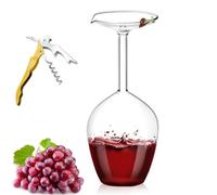 Generico Unique Creative Upside-Down Red Wine Glass,14 Fluid Ounce Long Stem Inverted Cocktail Glasses,Rotating Rolling Un-Spillable Fun Inverted Wine Cup for Champagne Beer Table Decoration Gift