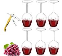 Generico Unique Creative Upside-Down Red Wine Glass,14 Fluid Ounce Long Stem Inverted Cocktail Glasses,Rotating Rolling Un-Spillable Fun Inverted Wine Cup for Champagne Beer Table Decoration Gift
