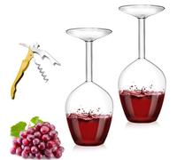Generico Unique Creative Upside-Down Red Wine Glass,14 Fluid Ounce Long Stem Inverted Cocktail Glasses,Rotating Rolling Un-Spillable Fun Inverted Wine Cup for Champagne Beer Table Decoration Gift