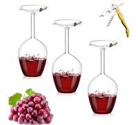 Generico Unique Creative Upside-Down Red Wine Glass,14 Fluid Ounce Long Stem Inverted Cocktail Glasses,Rotating Rolling Un-Spillable Fun Inverted Wine Cup for Champagne Beer Table Decoration Gift
