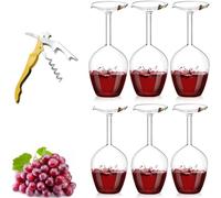 Generico Unique Creative Upside-Down Red Wine Glass,14 Fluid Ounce Long Stem Inverted Cocktail Glasses,Rotating Rolling Un-Spillable Fun Inverted Wine Cup for Champagne Beer Table Decoration Gift