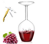 Generico Unique Creative Upside-Down Red Wine Glass,14 Fluid Ounce Long Stem Inverted Cocktail Glasses,Rotating Rolling Un-Spillable Fun Inverted Wine Cup for Champagne Beer Table Decoration Gift