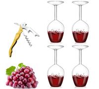 Generico Unique Creative Upside-Down Red Wine Glass,14 Fluid Ounce Long Stem Inverted Cocktail Glasses,Rotating Rolling Un-Spillable Fun Inverted Wine Cup for Champagne Beer Table Decoration Gift
