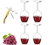 Generico Unique Creative Upside-Down Red Wine Glass,14 Fluid Ounce Long Stem Inverted Cocktail Glasses,Rotating Rolling Un-Spillable Fun Inverted Wine Cup for Champagne Beer Table Decoration Gift