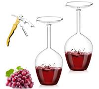 Generico Unique Creative Upside-Down Red Wine Glass,14 Fluid Ounce Long Stem Inverted Cocktail Glasses,Rotating Rolling Un-Spillable Fun Inverted Wine Cup for Champagne Beer Table Decoration Gift