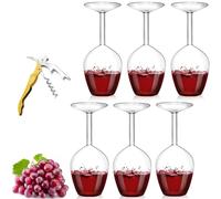 Generico Unique Creative Upside-Down Red Wine Glass,14 Fluid Ounce Long Stem Inverted Cocktail Glasses,Rotating Rolling Un-Spillable Fun Inverted Wine Cup for Champagne Beer Table Decoration Gift