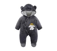 Generico Unisex Bambino Inverno Pagliaccetto Neonato Tuta con Pelliccia Invernale in Flanella Playsuit Addensare Caldo Body a Maniche Lunghe Cerniera Cotone Manica Lunga Tute Kids
