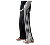 Generico Unisex Full Snap Button Sports Trousers Side Button Tear Away Pants Loose Fit Training Bottoms Spring Summer Dance Warm Up Casual Daily Wear, 01-Black, XXL