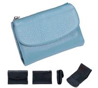 Generico Unisex Leather Wallet,5.3 In Short Genuine Leather Coin Purse with Credit Card Holder,Clutch Bags,Small Wallets for Women,Coin Holder & Cash Slots,RFID Protected (Blue)