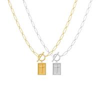 Generico Unisex Paperclip Chain Cross Necklace, Dainty Nail Cross Pendant, Stylish Gold & Silver Cross Necklace for Everyday Wear, Chain 16-20 Inch (Gold and Silver)