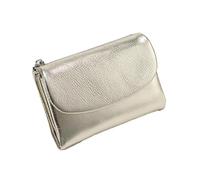 Generico Unisex Pebble Leather RFID Wallet, Small Compact Bifold Pocket Purse Multicolor, for Men & Women (Gold)