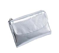 Generico Unisex Pebble Leather RFID Wallet, Small Compact Bifold Pocket Purse Multicolor, for Men & Women (Silver)