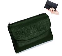 Generico Unisex Pebble Leather Wallet, 5.3In Short Genuine Leather Coin Card Holder, Short Genuine Purse for Coins and Cards, Multicolor Clutch for Women (dark green)