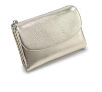 Generico Unisex Pebble Leather Wallet, Small Wallets for Women,5.3in Short Genuine Leather Coin Card Holder,Small Compact Bifold Pocket Purse with Credit Card Holder (Gold)