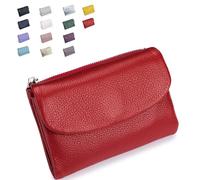 Generico Unisex Pebble Leather Wallet, Small Wallets for Women, for Coins and Cards, Multicolor Clutch for Men and Women (Red)