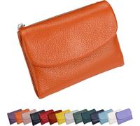 Generico Unisex Pebble Leather Wallet,Small Wallets for Women, Small Compact Bifold Pocket Purse with Credit Card Holder, Unisex Clutch Bags, Can Hold Coins, Id Cards (Orange)