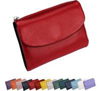 Generico Unisex Pebble Leather Wallet,Small Wallets for Women, Small Compact Bifold Pocket Purse with Credit Card Holder, Unisex Clutch Bags, Can Hold Coins, Id Cards (Red-A)