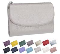 Generico Unisex Pebble Leather Wallet, Small Wallets for Women, with Coin Holder, Credit Card Slots & Zippered Pockets, Natural Stone Texture, Multicolor (Beige)