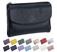 Generico Unisex Pebble Leather Wallet, Small Wallets for Women, with Coin Holder, Credit Card Slots & Zippered Pockets, Natural Stone Texture, Multicolor (Black)