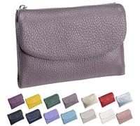 Generico Unisex Pebble Leather Wallet, Small Wallets for Women, with Coin Holder, Credit Card Slots & Zippered Pockets, Natural Stone Texture, Multicolor (Taro Purple)