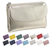 Generico Unisex Pebble Leather Wallet, Small Wallets for Women, with Coin Holder, Credit Card Slots & Zippered Pockets, Natural Stone Texture, Multicolor (Goldon)