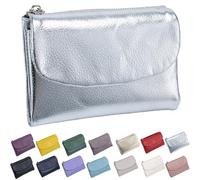Generico Unisex Pebble Leather Wallet, Small Wallets for Women, with Coin Holder, Credit Card Slots & Zippered Pockets, Natural Stone Texture, Multicolor (Silver)