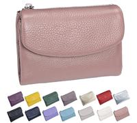 Generico Unisex Pebble Leather Wallet, Small Wallets for Women, with Coin Holder, Credit Card Slots & Zippered Pockets, Natural Stone Texture, Multicolor (Pink)
