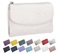 Generico Unisex Pebble Leather Wallet, Small Wallets for Women, with Coin Holder, Credit Card Slots & Zippered Pockets, Natural Stone Texture, Multicolor (White)