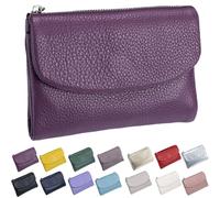 Generico Unisex Pebble Leather Wallet, Small Wallets for Women, with Coin Holder, Credit Card Slots & Zippered Pockets, Natural Stone Texture, Multicolor (purple)