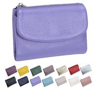 Generico Unisex Pebble Leather Wallet, Small Wallets for Women, with Coin Holder, Credit Card Slots & Zippered Pockets, Natural Stone Texture, Multicolor (Lavender purple)