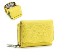 Generico Unisex Pebble Leather Wallet, Women Wallet, Soft Compact RFID Blocking Card Holder with Zipper Coin Pocket, Credit Card Holder, Small Purse for Men and Women (Yellow)