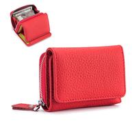 Generico Unisex Pebble Leather Wallet, Women Wallet, Soft Compact RFID Blocking Card Holder with Zipper Coin Pocket, Credit Card Holder, Small Purse for Men and Women (Red)