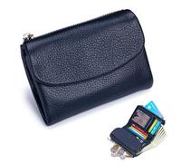 Generico Unisex Pebble Real Leather Wallet, Dual Zipper Coin Purse, Ultra Thin Clutch Purses for Women, Multicolor, for Men & Women (Blue5)