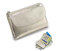 Generico Unisex Pebble Real Leather Wallet, Dual Zipper Coin Purse, Ultra Thin Clutch Purses for Women, Multicolor, for Men & Women (Glod)