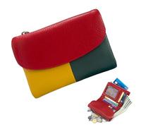 Generico Unisex Pebble Real Leather Wallet, Dual Zipper Coin Purse, Ultra Thin Clutch Purses for Women, Multicolor, for Men & Women (Red1)