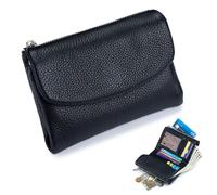 Generico Unisex Pebble Real Leather Wallet, Dual Zipper Coin Purse, Ultra Thin Clutch Purses for Women, Multicolor, for Men & Women (Black2)