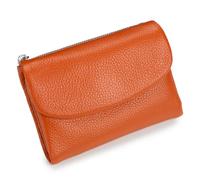 Generico Unisex Pebble Real Leather Wallet, Dual Zipper Coin Purse, Ultra Thin Clutch Purses for Women, Multicolor, for Men & Women (Orange)