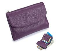 Generico Unisex Pebble Real Leather Wallet, Dual Zipper Coin Purse, Ultra Thin Clutch Purses for Women, Multicolor, for Men & Women (Purple3)