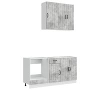 Generico Unita Cucina LUCCA 5 pz Grigio Cemento Legno Ingegnerizzato | Legno ingegnerizzato resistente, piedi regolabili, fissaggio a muro incluso, facile pulizia, stoccaggio versatile, design