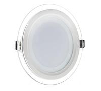 Generico UNIVERSO PANNELLO FARETTO LED ROTONDO DA INCASSO 24W CON CORNICE IN VETRO ALTA LUMINOSITA' 300KK 4000K 6500K (Bianco Caldo)