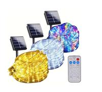 Generico UNIVERSO STRISCIA NATALIZIA LED DA ESTERNO CON PANNELLO SOLARE E TELECOMANDO - BOBINA DA 10/30 METRI CON COLORE LUCE 3000K 6500K RGB IP65 (BIANCO CALDO, 30)