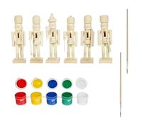 Generico Unpainted Nutcracker, Blank Wooden Soldier Ornament Nutcracker Figures, Nutcracker Puppet with Paint Brushes for Creative Birthdays, Easter, Thanksgiving, and Children’s Day