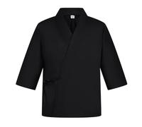 Generico Uomini Donne Giacca da Chef Kimono Giapponese Giacca da Cuoco Manica Corta Abbigliamento da Lavoro(Size:XL,Color:Nero)