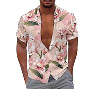 Generico Uomo Funky Camicie Hawaiana Manica Corta Vacanze estive Fiori Stampato Beach Casual Camicia